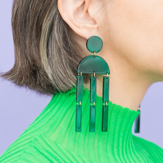 Aretes translúcidos largos Algas verdes