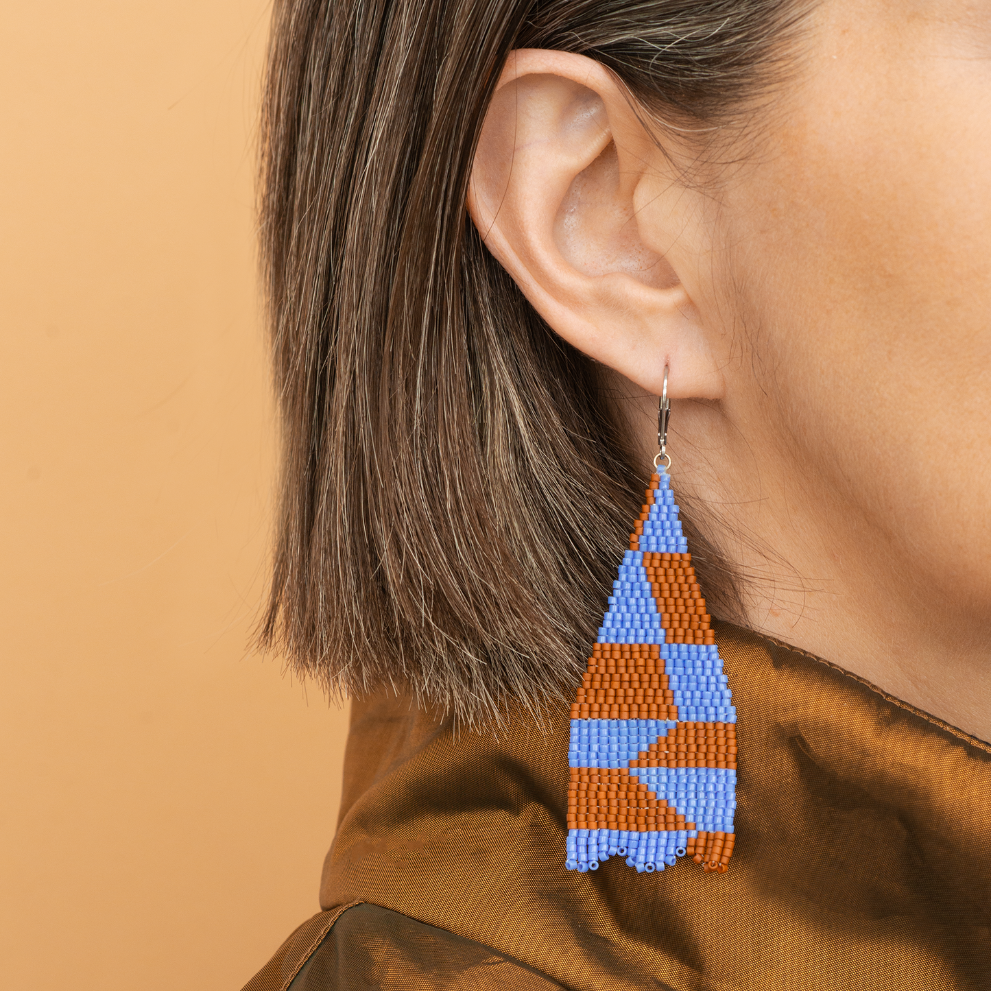 Aretes abstractos Carmen - Azul Bígaro / Siena
