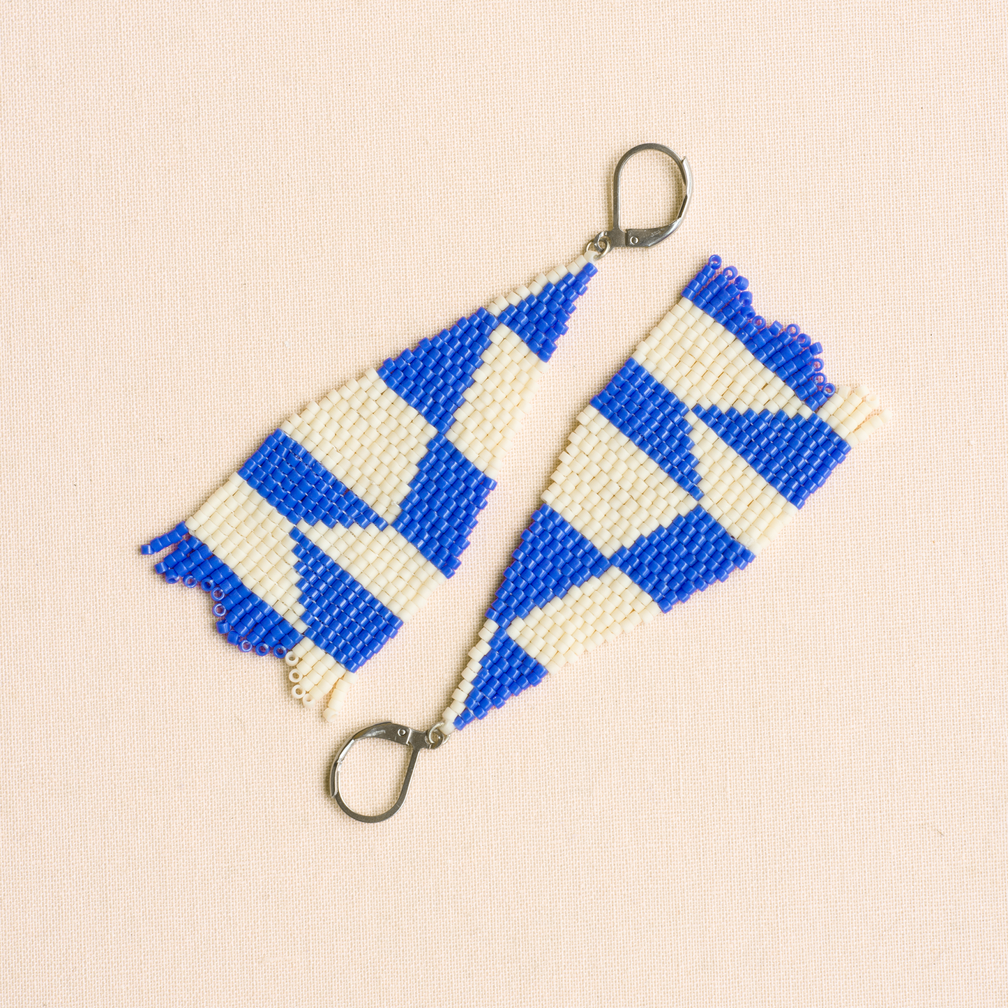 Aretes abstractos Carmen - Azul / Marfil