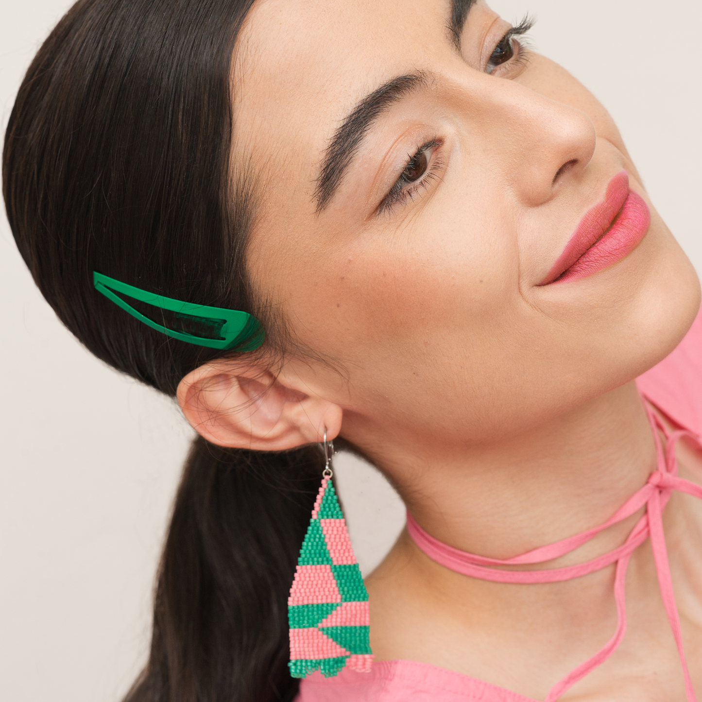 Aretes bicolor Carmen - Rosa / Verde