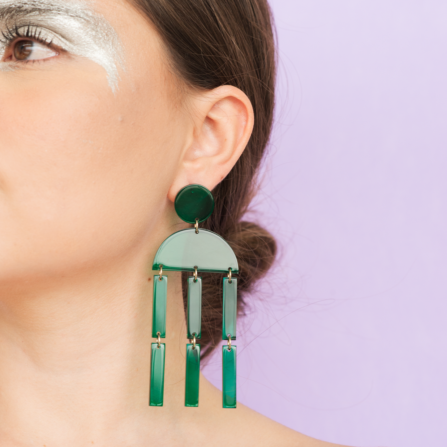 Aretes translúcidos largos Algas verdes